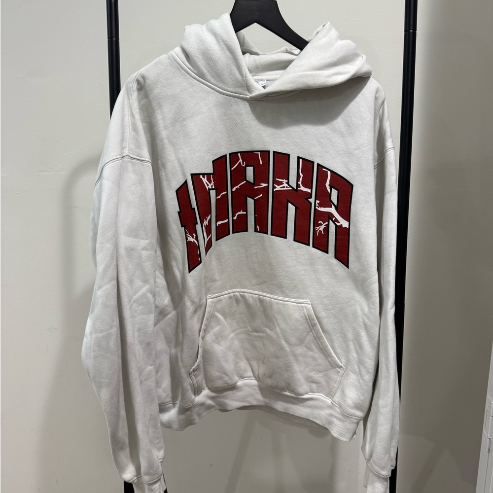 Inaka Power White Sweater with Red Graphic